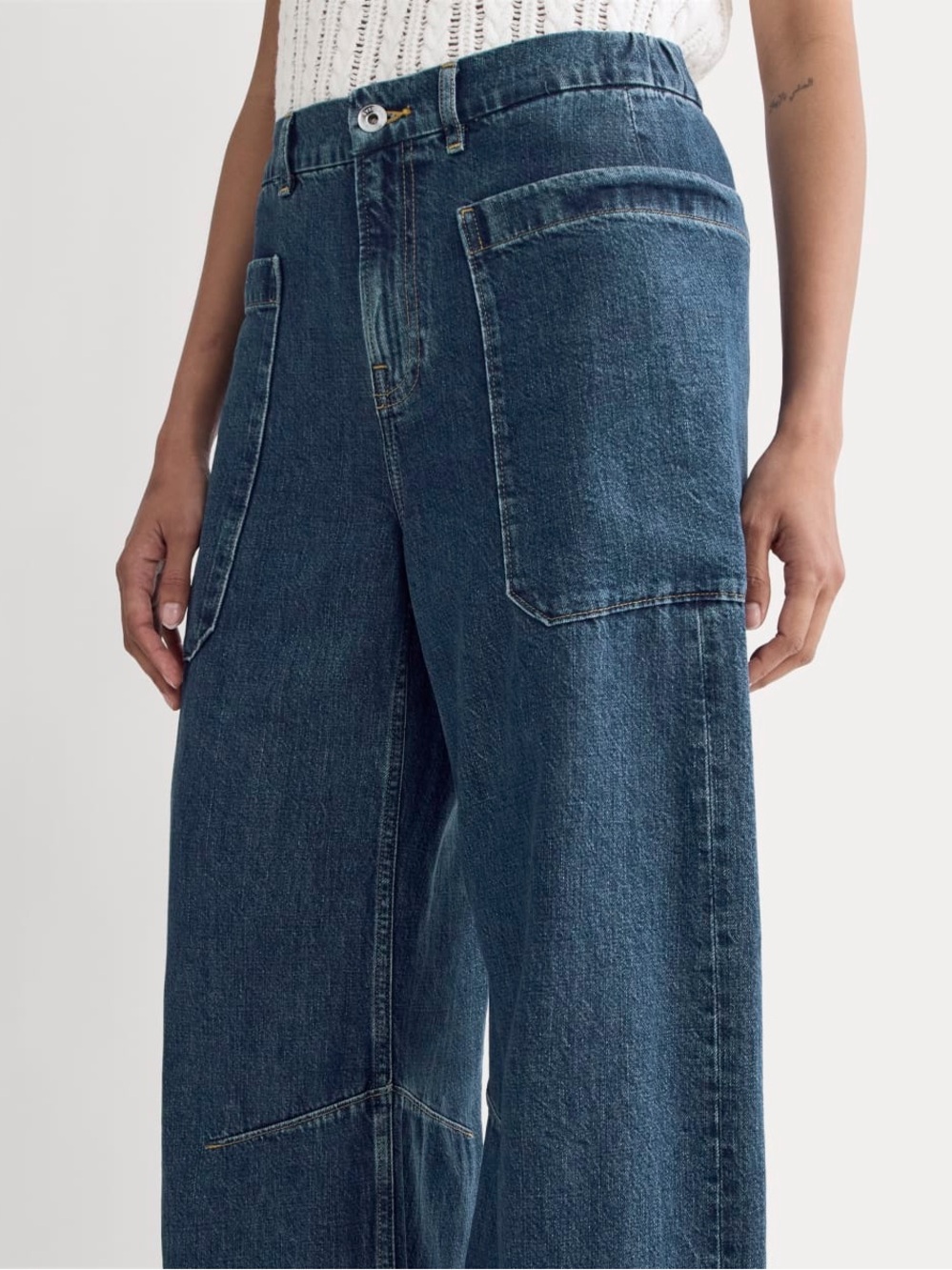 Everlane The Gardener Pull-On Jean Mid Indigo Wide Barrel Leg Size 28R NWOT - Picture 12 of 16